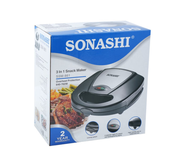 Sonashi Panineuse Multi Gril 760W 3 En 1 Et Machine A Collations Multiples Ssm-861