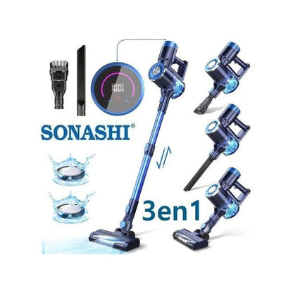 Sonashi Aspirateur Balai Sans fil 3 en 1 Avec Technologie Cyclonique -9033-bleu