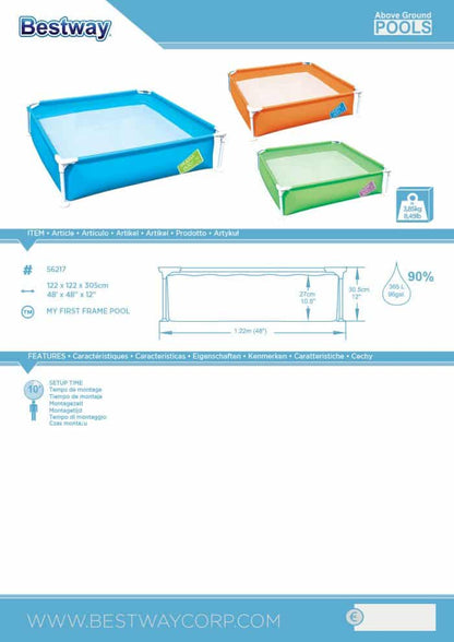 Bestway Piscine my first frame 122X122cmh30cm 56217