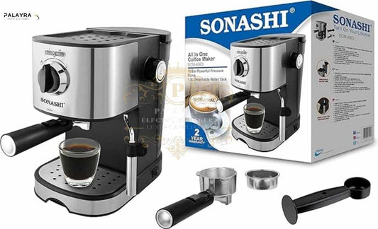 Sonashi Cafetière Expresso Tout En Un Scm-4963- 850 W- 15 Bars, Capacité 1 L