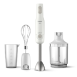 Mixeur plongeant Philips, 700W, pied en métal, technologie de mixage ProMix, bol de 0,5 L, hachoir XL, blanc, 3 lames, modèle HR2545/01