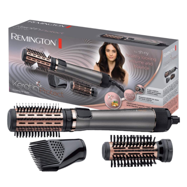 Brosse Soufflante Rotative Remington Keratin Protect 1000W | Kératine &amp; Huile -AS8810