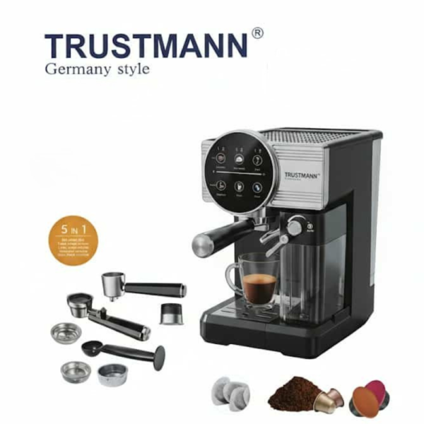 TRUSTMANN - Machine à Café Expresso 5EN1 Professionnelle - 20 Bars - 1350W - TM-CM-002