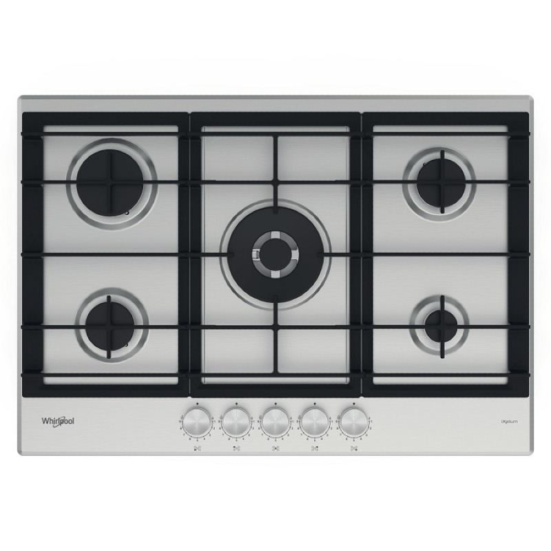 Whirlpool plaque gaz 5 feux 75cm GMWL 728/IXL Whirlpool plaque gaz 5 feux 75cm GMWL 728/IXL – Image 1