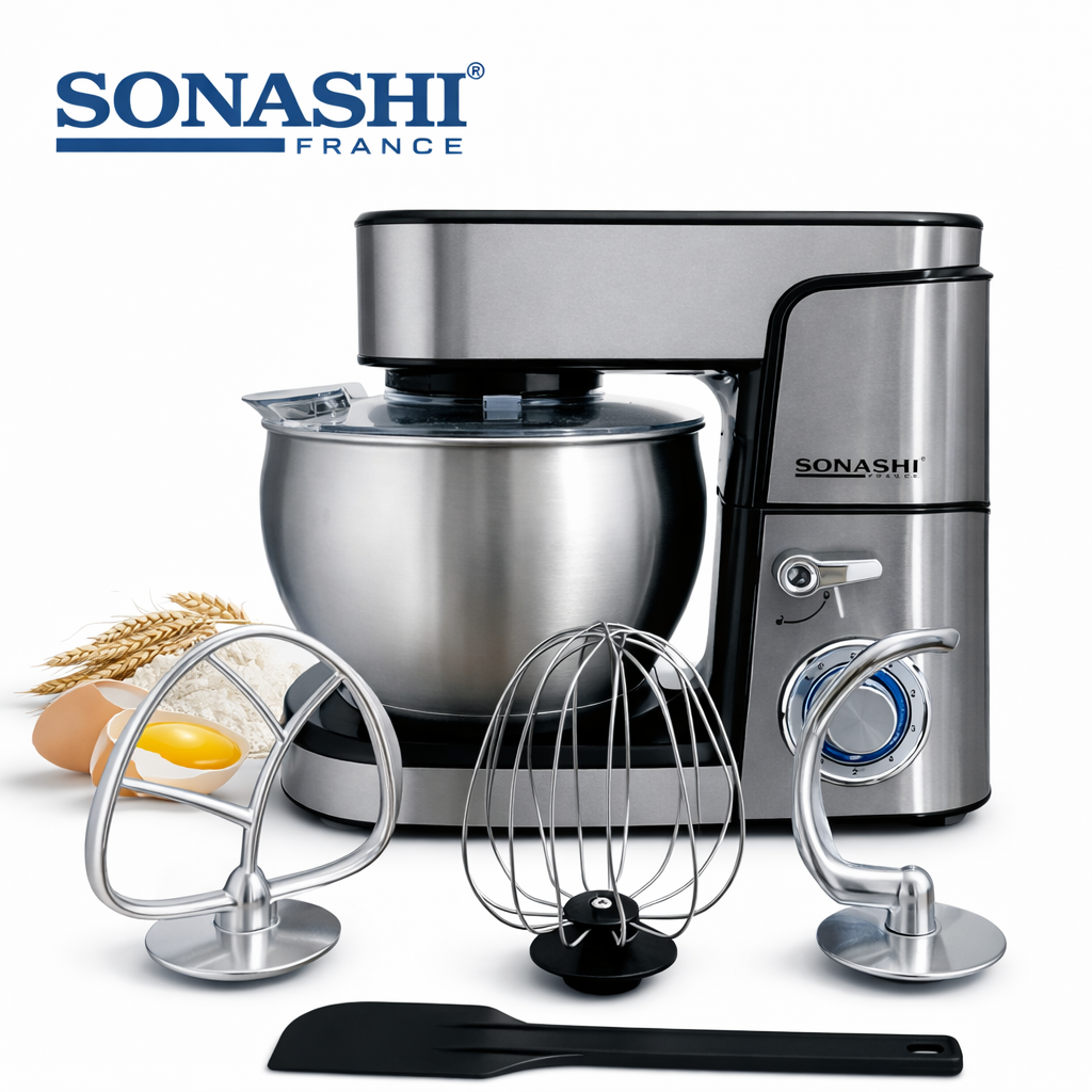 Robot Pétrin Sonashi SMX-154 – 1500W avec Bol Inox 7L & 6 Vitesses Robot Pétrin Sonashi (SMX-154) – 1500W / 7L – Image 1