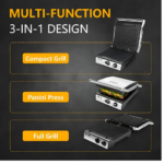 Presse Panini et Grill Électrique Sonashi GT-887 - 2000W - Ouverture 180° – Image 3