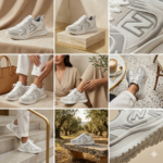 basket NB femme élégante – Édition Luxe Crème & Gris – Image 4