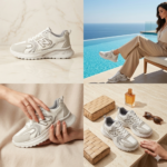 basket NB femme élégante – Édition Luxe Crème & Gris – Image 2