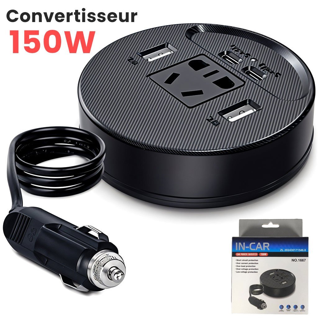 Mini Onduleur Convertisseur Portable 150W Mini Onduleur Convertisseur Portable – 150W – Image 1