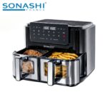 Friteuse à Air Digitale Sonashi (SAF-105) – Double Bac 10L
