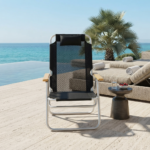 Chaise de Plage Pliante Premium –  Maille Noire – Image 4
