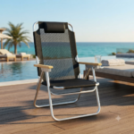 Chaise de Plage Pliante Premium –  Maille Noire – Image 5
