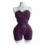 Ensemble Chic 2 Pièces (Top Bustier Boutonné & Short Ceinturé) – Image 4
