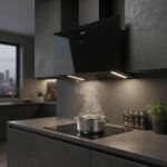 Hotte Aspirante Décorative Inclinée 60 cm Verre Noir Extra (EX-H60DTG450BTBG) | Palayra
