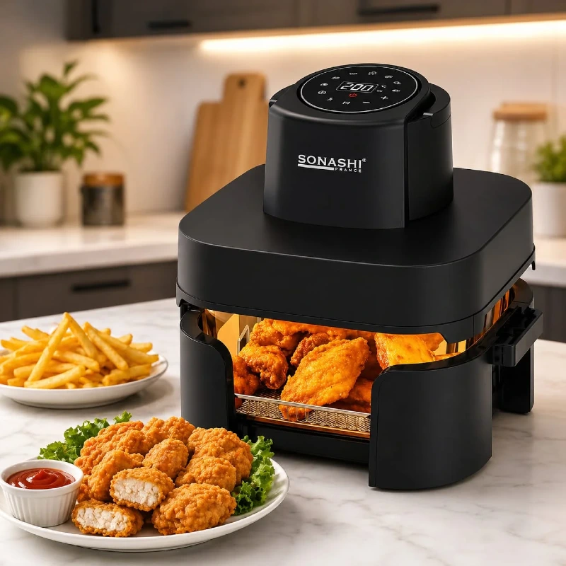SONASHI air fryer puissance 1600W et double capacité Friteuse sans Huile Air Fryer Sonashi 1600W à Double Bac et Écran Tactile | Palayra – Image 1