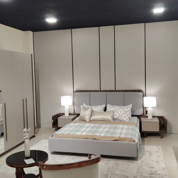 Chambre à Coucher Complète "Porto" (Design Épuré, Lit Capitonné & Dressing Spacieux) | Palayra