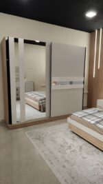 Chambre à Coucher Complète "Lucas" (Panneaux Effet Marbre, Lattes Lumineuses & Dressing) | Palayra – Image 7
