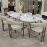 Table à Manger Design Alpha Dt-1981 - 6 Chaises Effet Marbre | Palayra