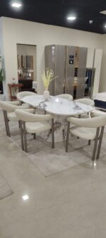 Table à Manger Design Alpha Dt-1981 - 6 Chaises Effet Marbre | Palayra