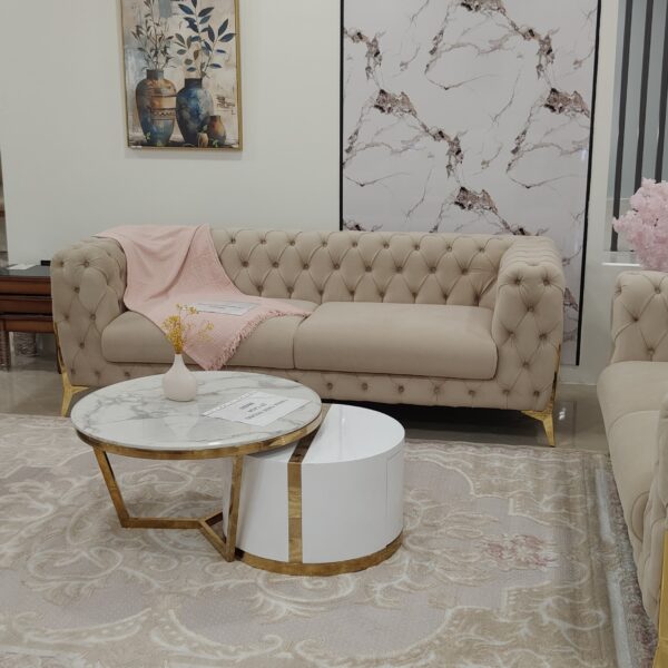 Salon Chesterfield de Luxe Scorpion - Capitonnage Main & Piétement Doré | Palayra