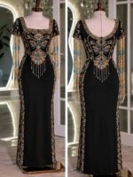 Robe Traditionnelle Moderne Style Bedroune Broderie et Franges de Perles (Modèle Héritage d'Or) | Palayra – Image 5