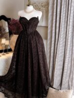 Robe de Soirée Princesse en Dentelle Bustier Cœur avec Corset Lacé (Modèle Romance Nocturne) | Palayra