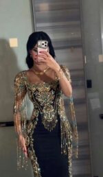 Robe Traditionnelle Moderne Style Bedroune Broderie et Franges de Perles (Modèle Héritage d'Or) | Palayra – Image 9