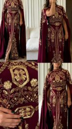 Robe Traditionnelle Moderne Style Bedroune Broderie et Franges de Perles (Modèle Héritage d'Or) | Palayra – Image 7