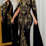 Robe Traditionnelle Moderne Style Bedroune Broderie et Franges de Perles (Modèle Héritage d'Or) | Palayra